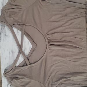 American Eagle Outfitters Criss Cross Back Brown 3/4 Sleeve Shirt